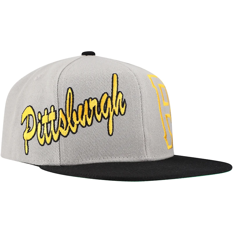 Casquette Snapback à panneau Knock Out des Pirates de Pittsburgh gris Mitchell & Ness pour hommes