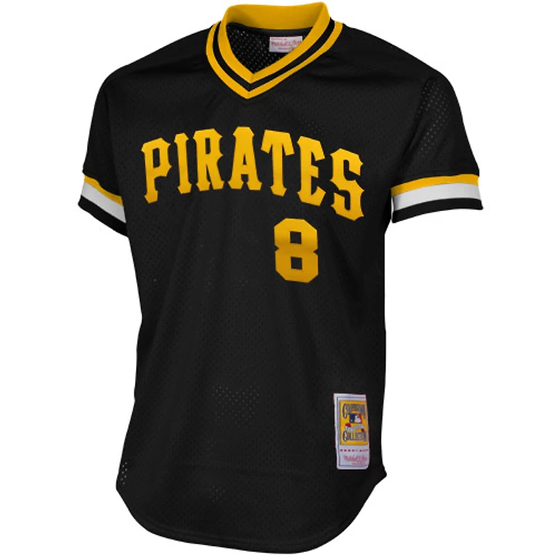 Mitchell & Ness Willie Stargell pour hommes Noir Pittsburgh Pirates 1982 Authentique Cooperstown Collection Maillot d'entraînement au bâton en maille