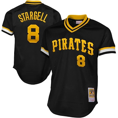 Mitchell & Ness Willie Stargell pour hommes Noir Pittsburgh Pirates 1982 Authentique Cooperstown Collection Maillot d'entraînement au bâton en maille