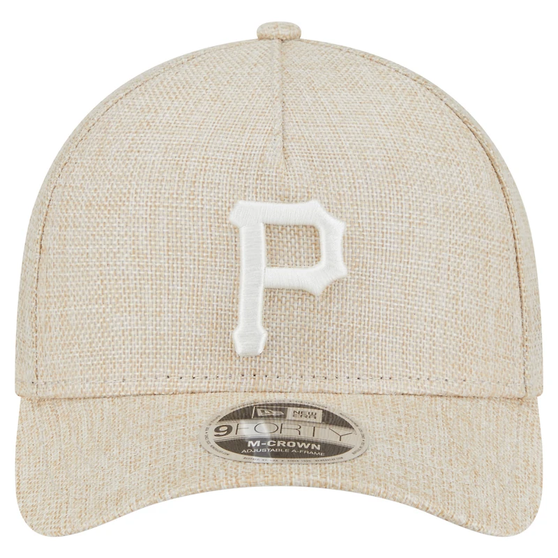 Casquette ajustable 9FORTY en coton tissé beige New Era pour homme, motif M-Crown A-Frame des Pirates de Pittsburgh