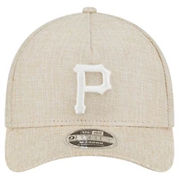 Men's New Era Beige Pittsburgh Pirates Cotton Weave M-Crown A-Frame 9FORTY Adjustable Hat