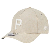 Casquette ajustable 9FORTY en coton tissé beige New Era pour homme, motif M-Crown A-Frame des Pirates de Pittsburgh