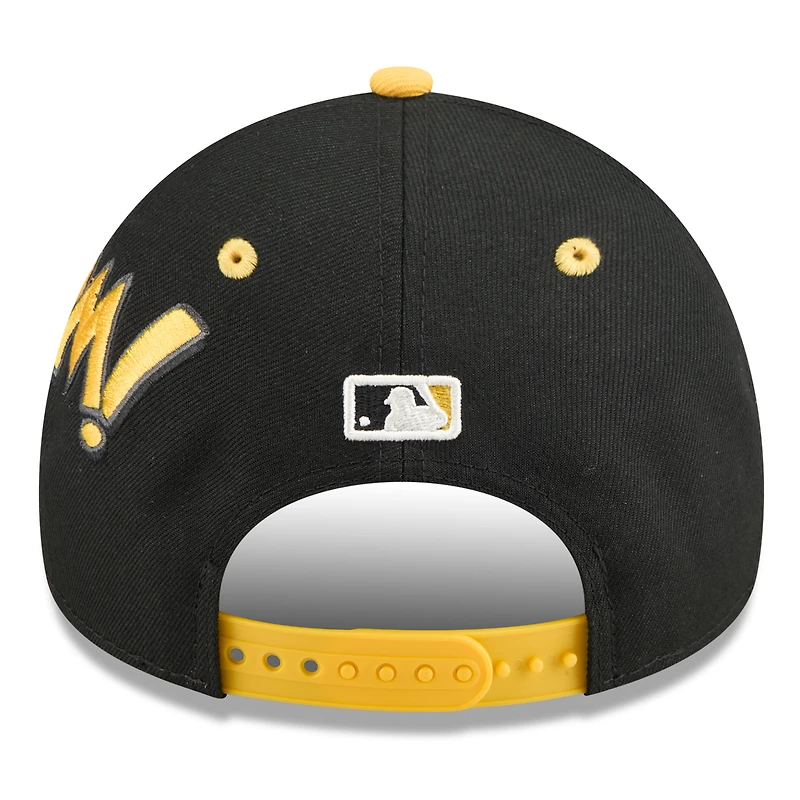 Casquette ajustable New Era 9FORTY noire/dorée pour homme, édition 2025 des Pirates de Pittsburgh, édition MLB Players' Weekend