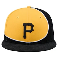 Men's New Era Black/Gold Pittsburgh Pirates Retro Split Corduroy Snapback Hat