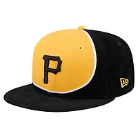 Men's New Era Black/Gold Pittsburgh Pirates Retro Split Corduroy Snapback Hat
