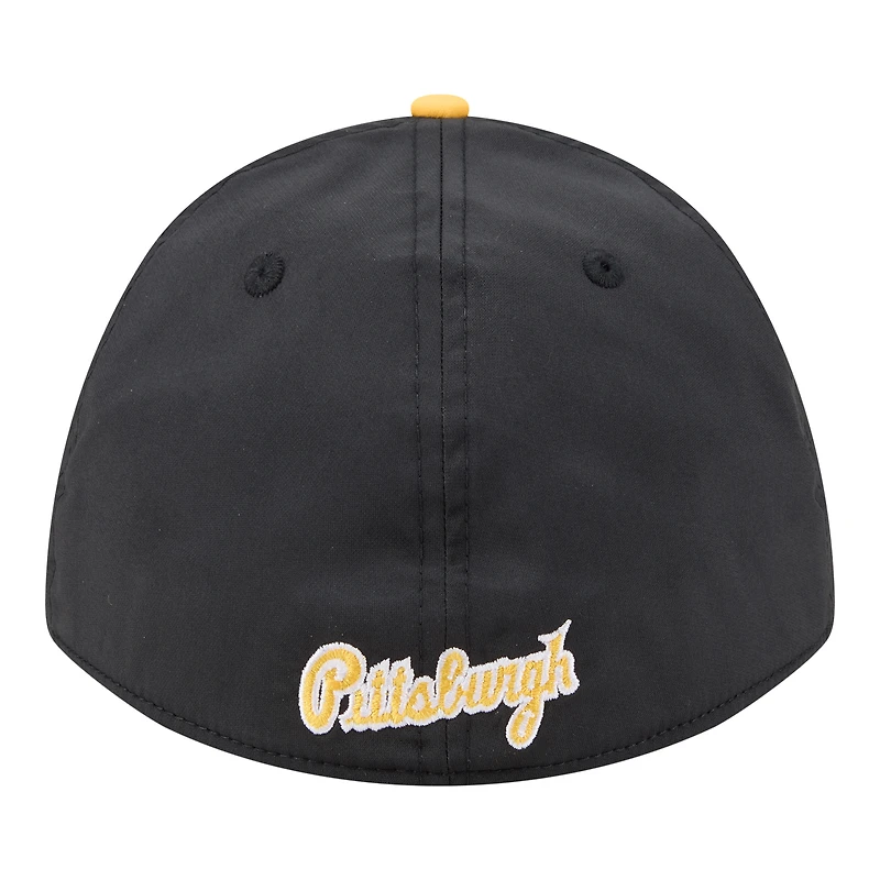 Men's New Era Black/Gold Pittsburgh Pirates Rope M-Crown A-Frame 39THIRTY Flex Hat