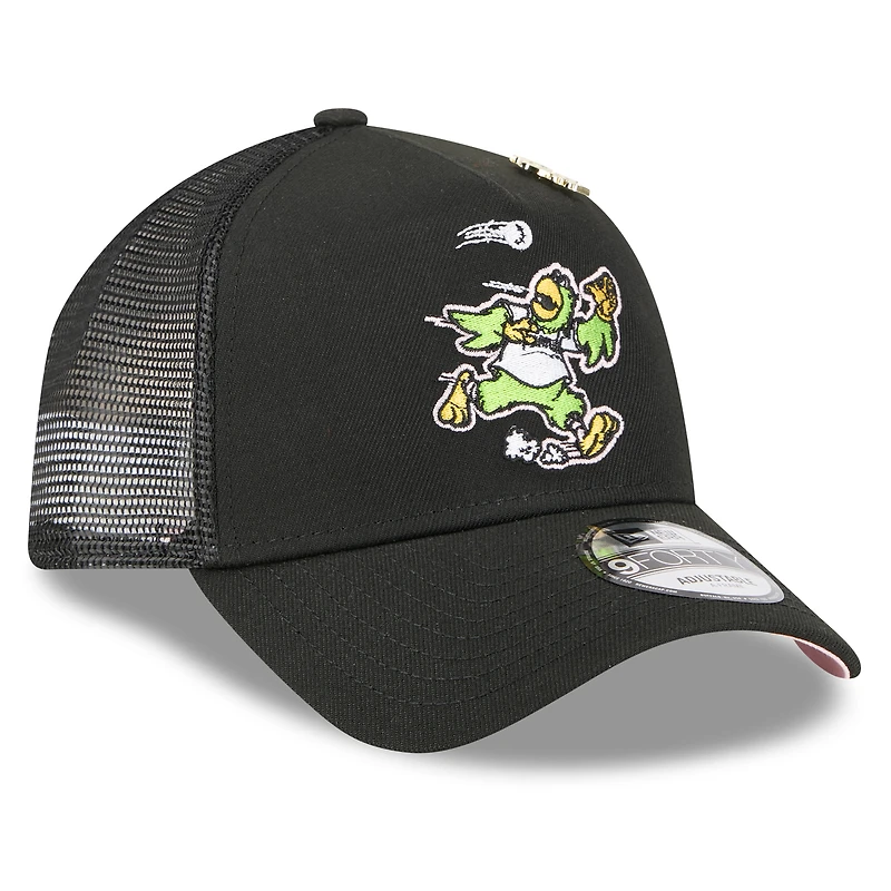 Casquette camionneur ajustable 9FORTY Big League Chew A-Frame noire New Era pour homme, Pirates de Pittsburgh 2025