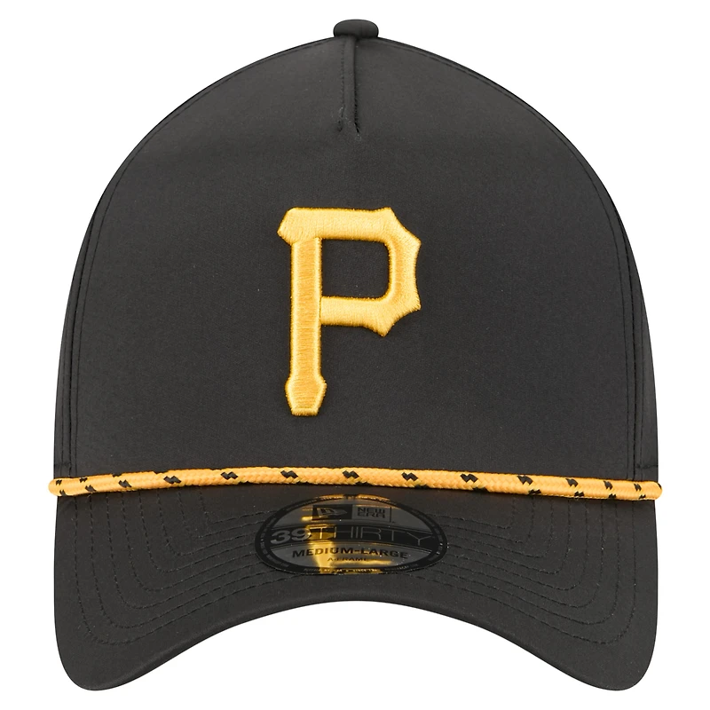 Casquette perforée A-Frame Flex noire New Era 39THIRTY des Pirates de Pittsburgh pour homme