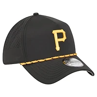 Casquette perforée A-Frame Flex noire New Era 39THIRTY des Pirates de Pittsburgh pour homme