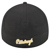 Casquette perforée A-Frame Flex noire New Era 39THIRTY des Pirates de Pittsburgh pour homme
