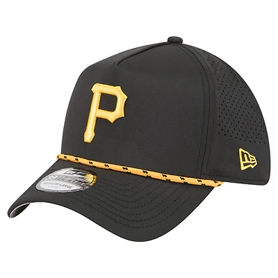 Casquette perforée A-Frame Flex noire New Era 39THIRTY des Pirates de Pittsburgh pour homme