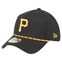 Casquette perforée A-Frame Flex noire New Era 39THIRTY des Pirates de Pittsburgh pour homme