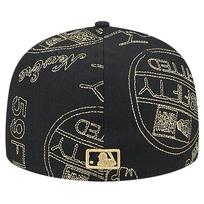 Men's New Era Black Pittsburgh Pirates 59FIFTY Day Allover Fitted Hat