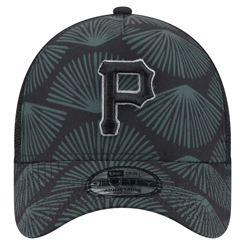 Men's New Era  Black Pittsburgh Pirates 9FORTY A-Frame Trucker Adjustable Hat