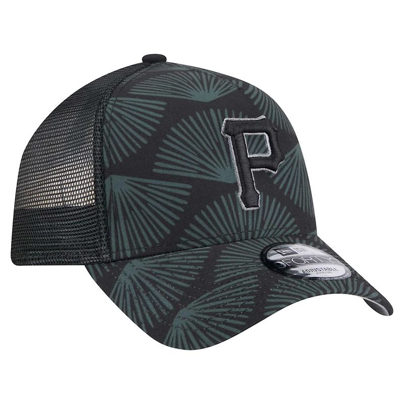 Men's New Era  Black Pittsburgh Pirates 9FORTY A-Frame Trucker Adjustable Hat
