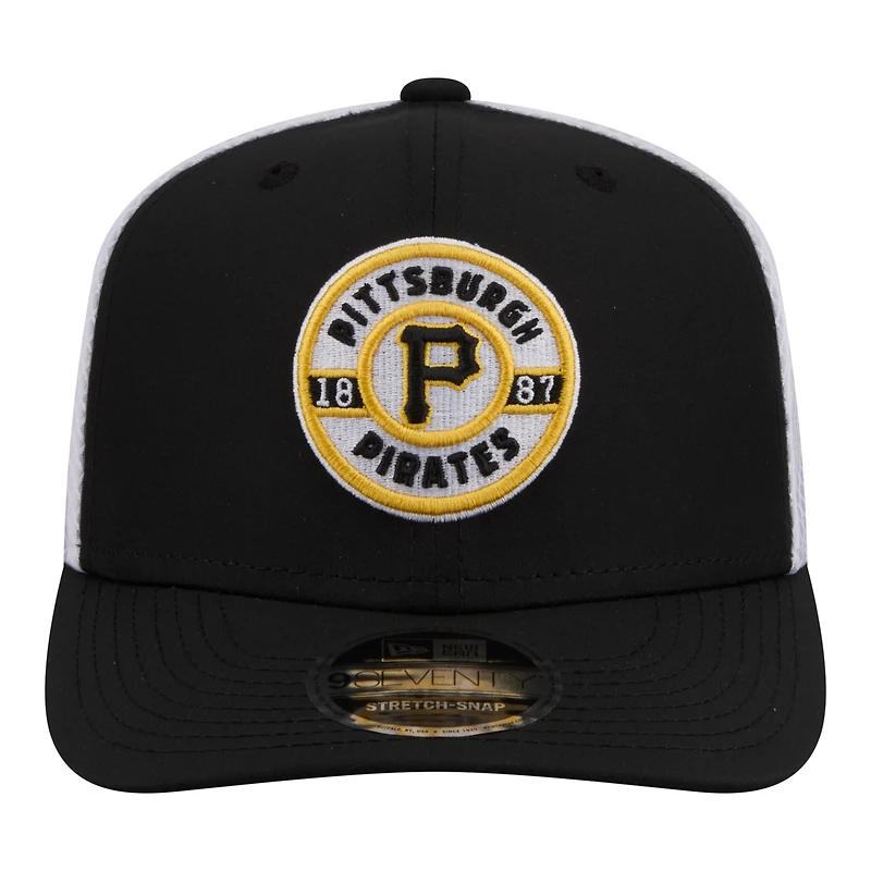 Casquette trucker ajustable New Era noire Pittsburgh Pirates Active 9SEVENTY pour homme