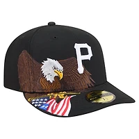 Casquette ajustée New Era 59FIFTY noire pour homme, motif aigle chauve des Pittsburgh Pirates, style Americana.