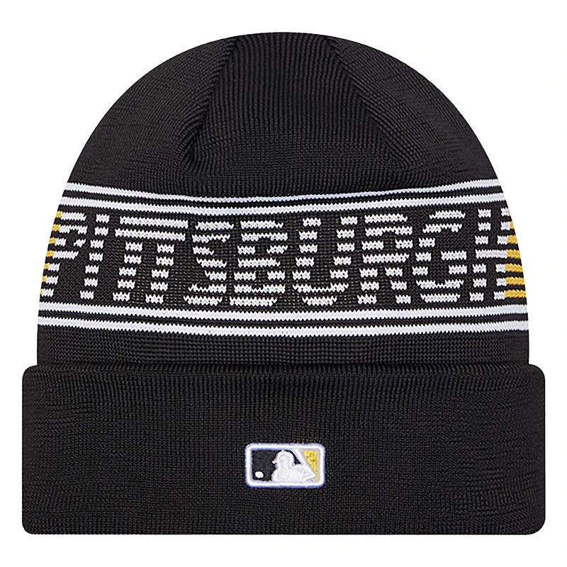 Bonnet en tricot à revers pour homme de la collection authentique des Pirates de Pittsburgh de New Era, noir