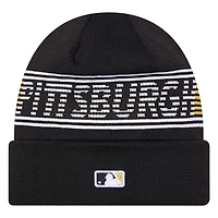 Bonnet en tricot à revers pour homme de la collection authentique des Pirates de Pittsburgh de New Era, noir