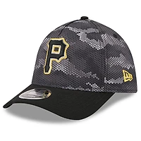 Men's New Era Black Pittsburgh Pirates Camo 39THIRTY A-Frame Flex Hat