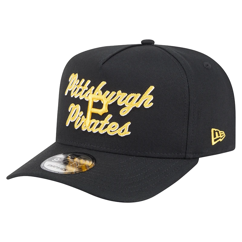 Casquette snapback 9FIFTY A-Frame noire à point de chaînette des Pirates de Pittsburgh de New Era pour homme