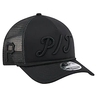 Casquette camionneur ajustable New Era noire City Initial 9FORTY A-Frame M-Crown des Pirates de Pittsburgh pour homme