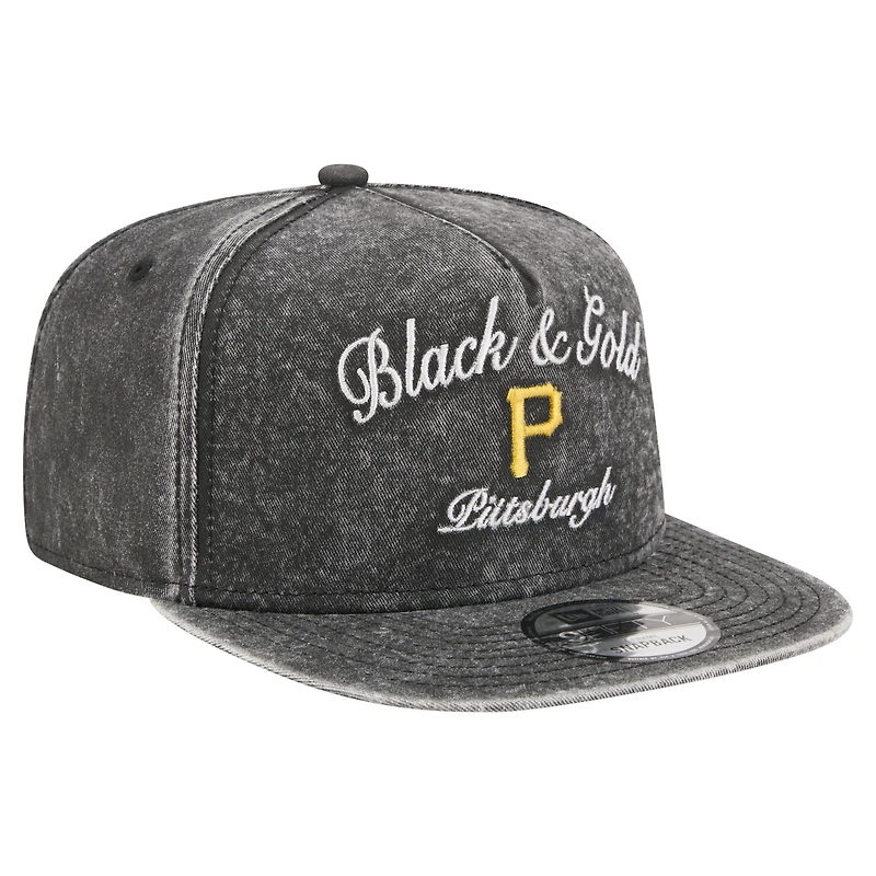 Men's New Era Black Pittsburgh Pirates City Slogan A-Frame 9FIFTY Snapback Hat