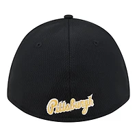 Casquette New Era noire Pittsburgh Pirates Dash 39THIRTY Flex pour homme