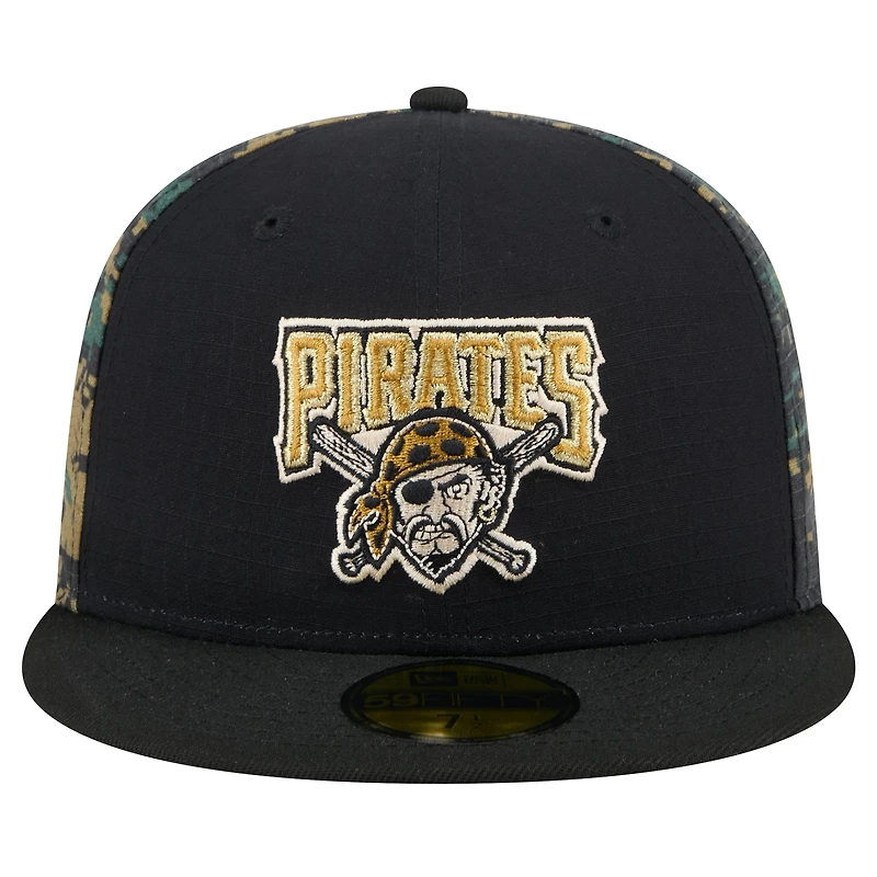 Men's New Era Black Pittsburgh Pirates Digi Camo 59FIFTY Fitted Hat