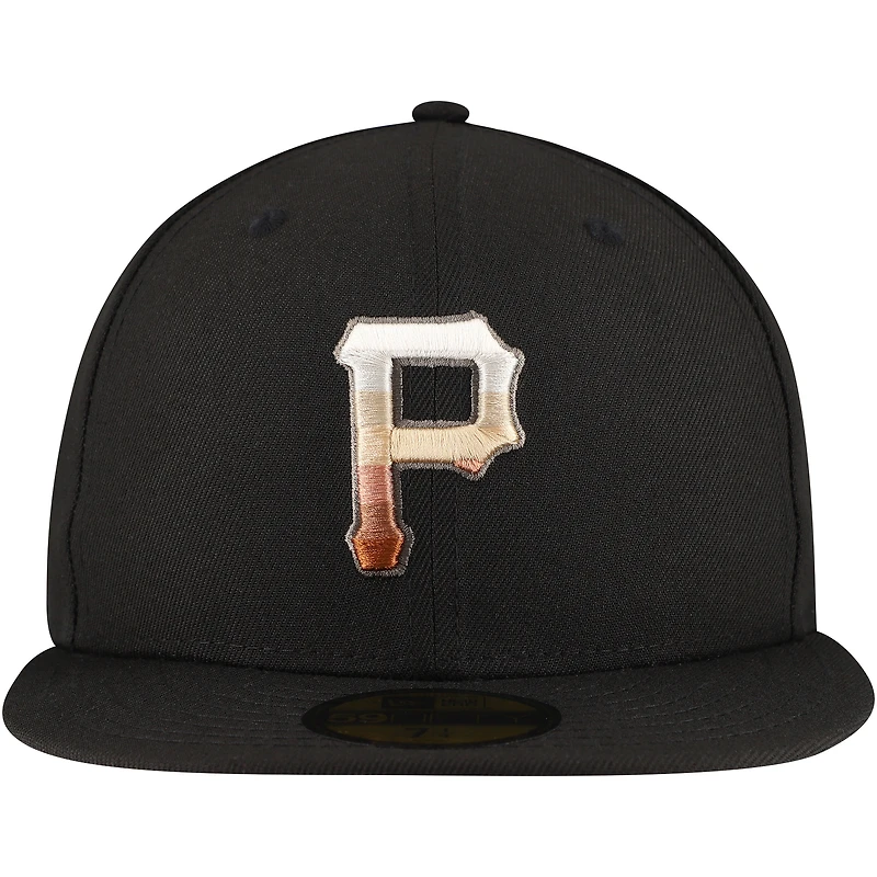 Men's New Era Black Pittsburgh Pirates Dune Gradient Side Patch 59FIFTY Fitted Hat