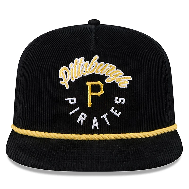 Men's New Era  Black Pittsburgh Pirates Full Circle Corduroy Golfer Adjustable Hat