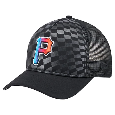 Casquette ajustable 9FORTY A-Frame M-Crown Trucker pour homme New Era noire des Pirates de Pittsburgh