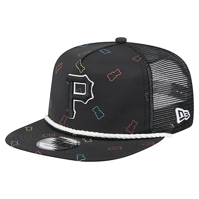 Casquette snapback noire New Era pour homme, motif Gummy Golfer des Pirates de Pittsburgh