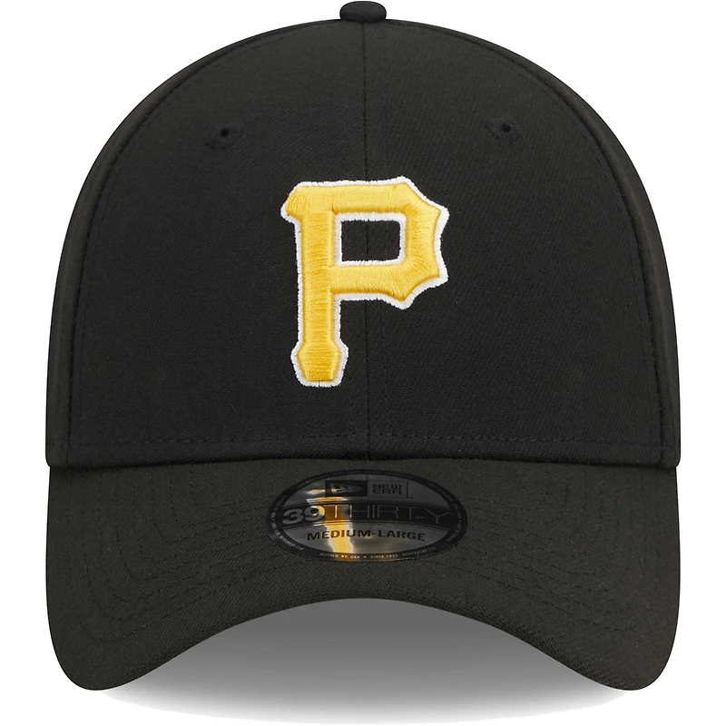 Men's New Era Black Pittsburgh Pirates Logo 39THIRTY Flex Hat