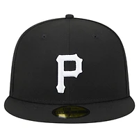 Casquette ajustée 59FIFTY noire avec logo des Pirates de Pittsburgh New Era pour hommes