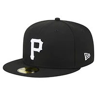 Casquette ajustée 59FIFTY noire avec logo des Pirates de Pittsburgh New Era pour hommes