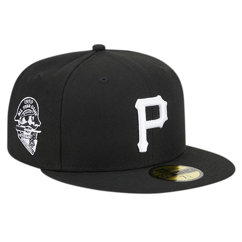 Casquette ajustée 59FIFTY noire avec logo des Pirates de Pittsburgh New Era pour hommes