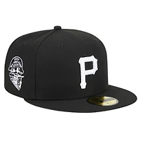 Casquette ajustée 59FIFTY noire avec logo des Pirates de Pittsburgh New Era pour hommes