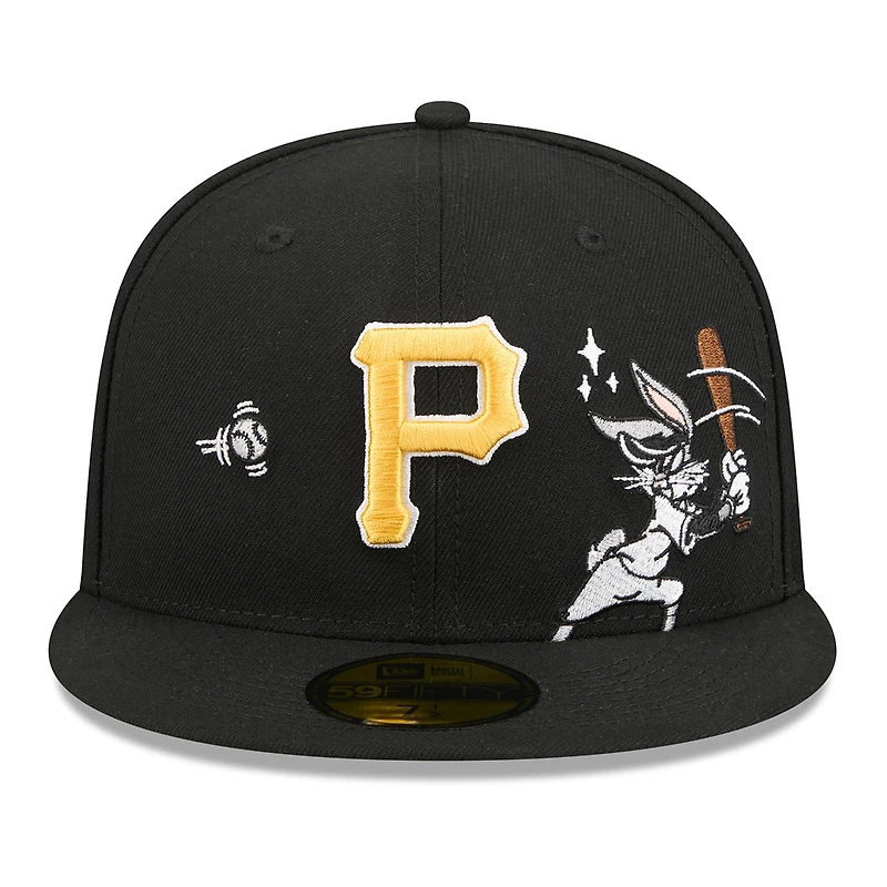 Men's New Era Black Pittsburgh Pirates Looney Tunes Bugs Bunny 59FIFTY Fitted Hat