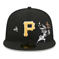 Men's New Era Black Pittsburgh Pirates Looney Tunes Bugs Bunny 59FIFTY Fitted Hat