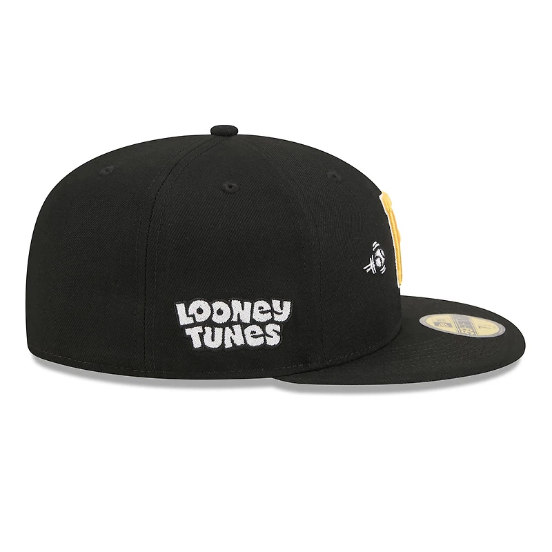 Men's New Era Black Pittsburgh Pirates Looney Tunes Bugs Bunny 59FIFTY Fitted Hat