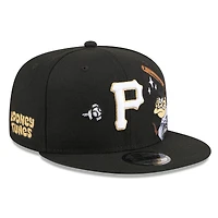 Men's New Era Black Pittsburgh Pirates Looney Tunes Tasmanian Devil 9FIFTY Snapback Hat