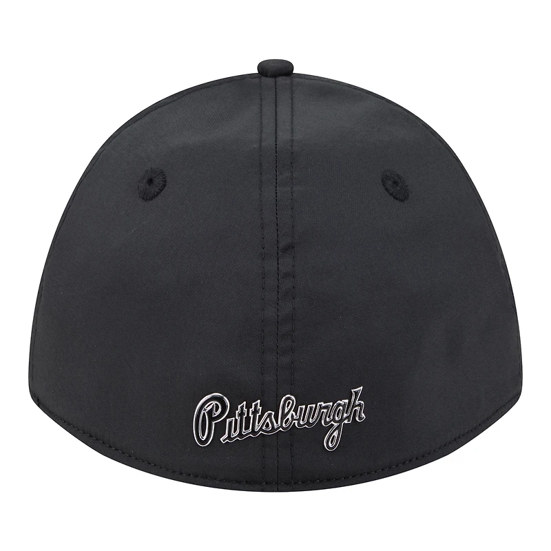 Casquette New Era noire Pittsburgh Pirates métallisée 39THIRTY M-Crown Flex pour homme