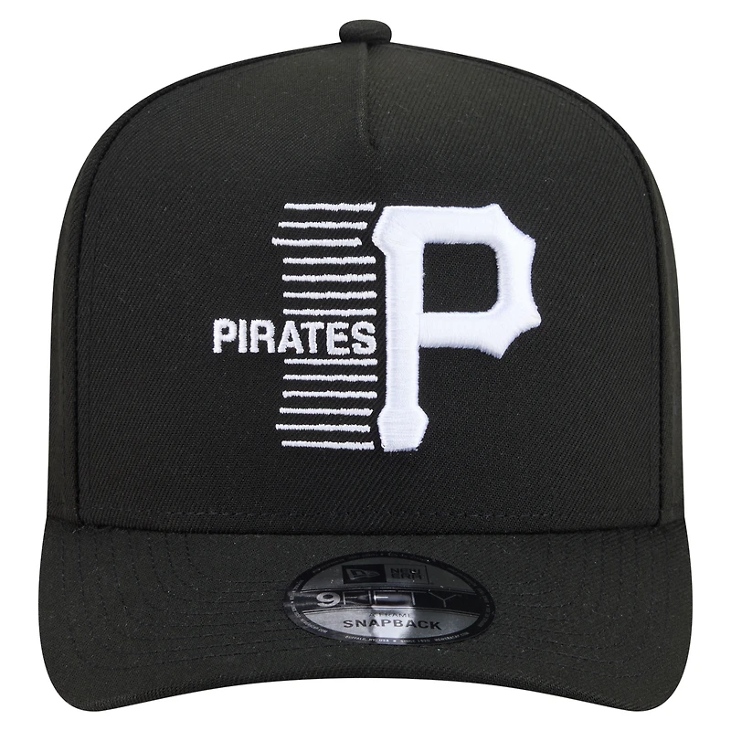 Men's New Era Black Pittsburgh Pirates Motion A-Frame 9FIFTY Snapback Hat