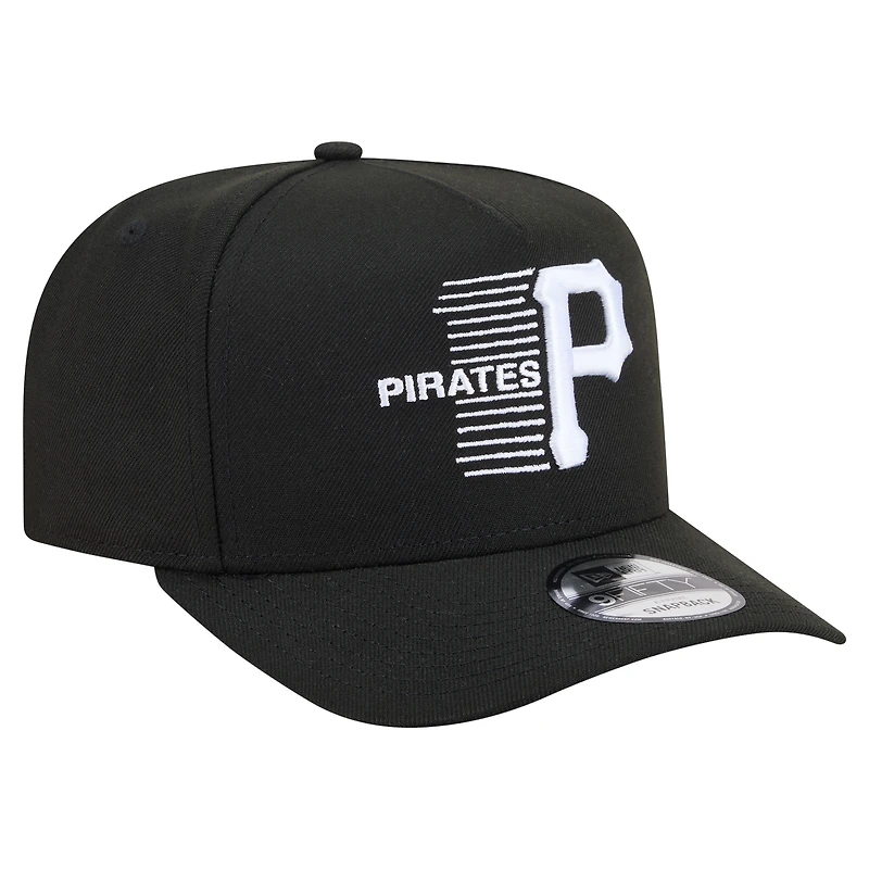 Men's New Era Black Pittsburgh Pirates Motion A-Frame 9FIFTY Snapback Hat