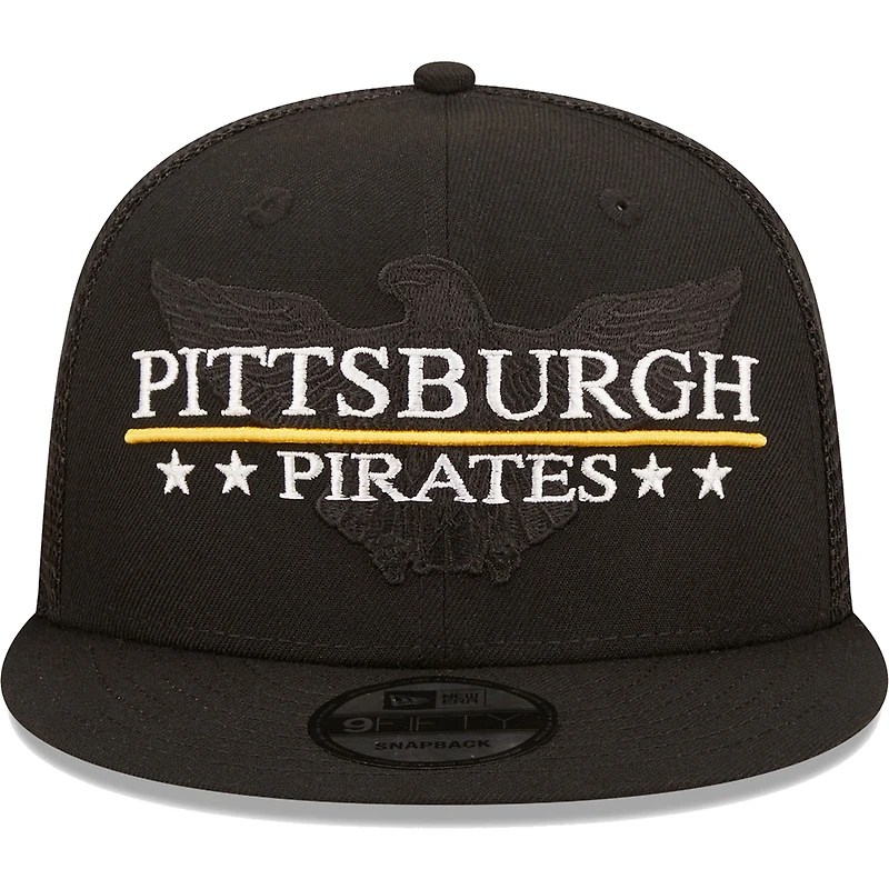 Casquette Snapback 9FIFTY Pittsburgh Pirates Patriot Trucker noire New Era pour homme