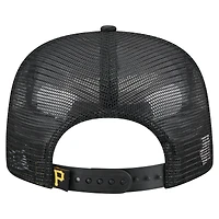 Casquette de golf ajustable noire New Era pour homme, motif rétro en satin des Pirates de Pittsburgh