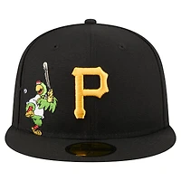 Casquette ajustée New Era noire Pittsburgh Pirates Run Mascot 59FIFTY pour homme