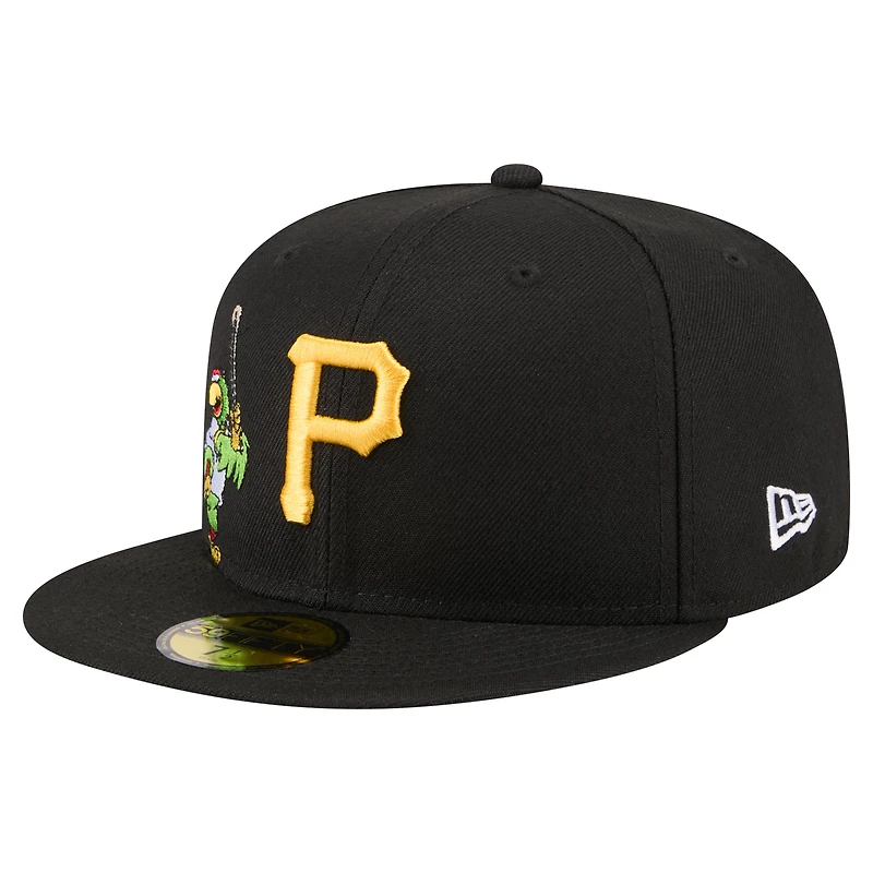 Casquette ajustée New Era noire Pittsburgh Pirates Run Mascot 59FIFTY pour homme