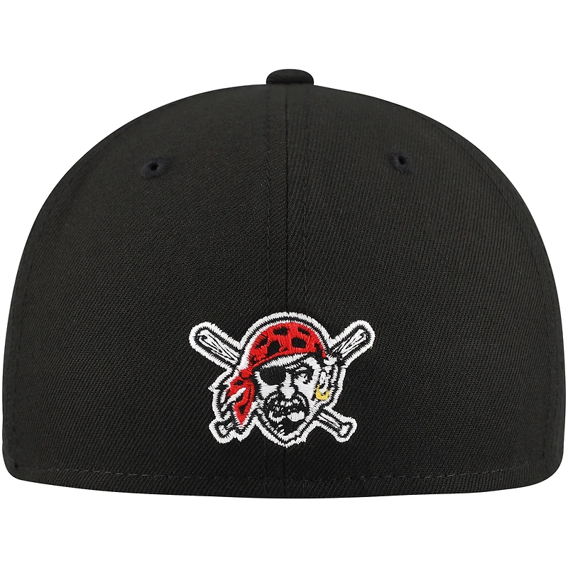 Men's New Era Black Pittsburgh Pirates Shadow Logo 59FIFTY Fitted Hat
